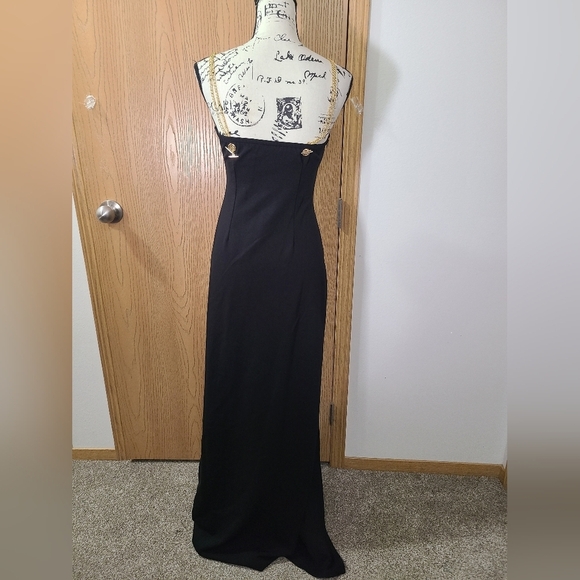 NWOT Grommet Chain Strap Sexy Bodycon Slit Cocktail Formal Party Evening Dress - Picture 6 of 8